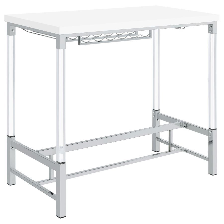 (image for) Norcrest 47-inch Acrylic Leg Bar Table White High Gloss