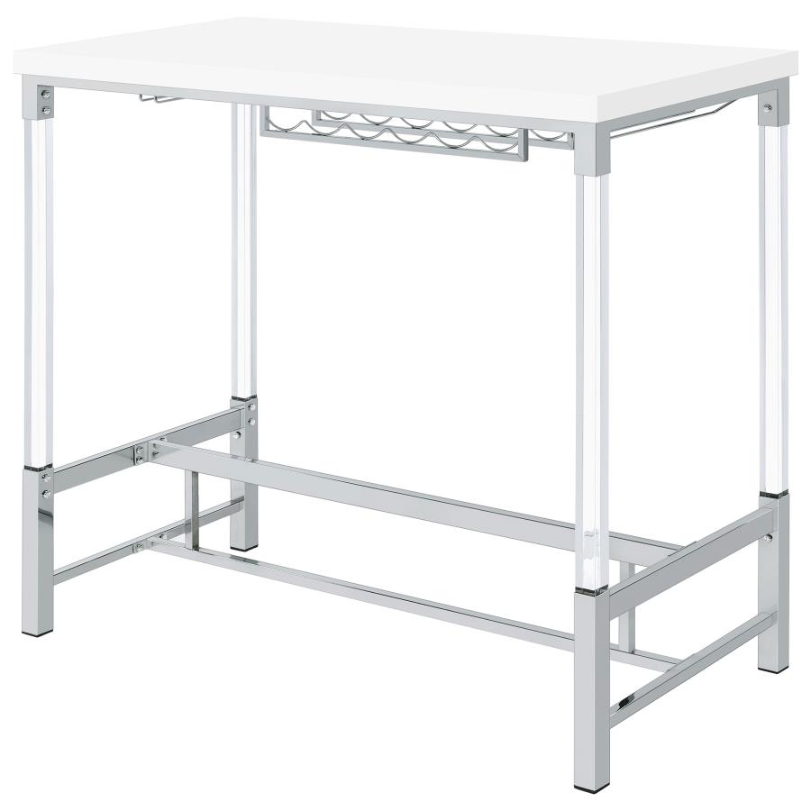 (image for) Norcrest 47-inch Acrylic Leg Bar Table White High Gloss