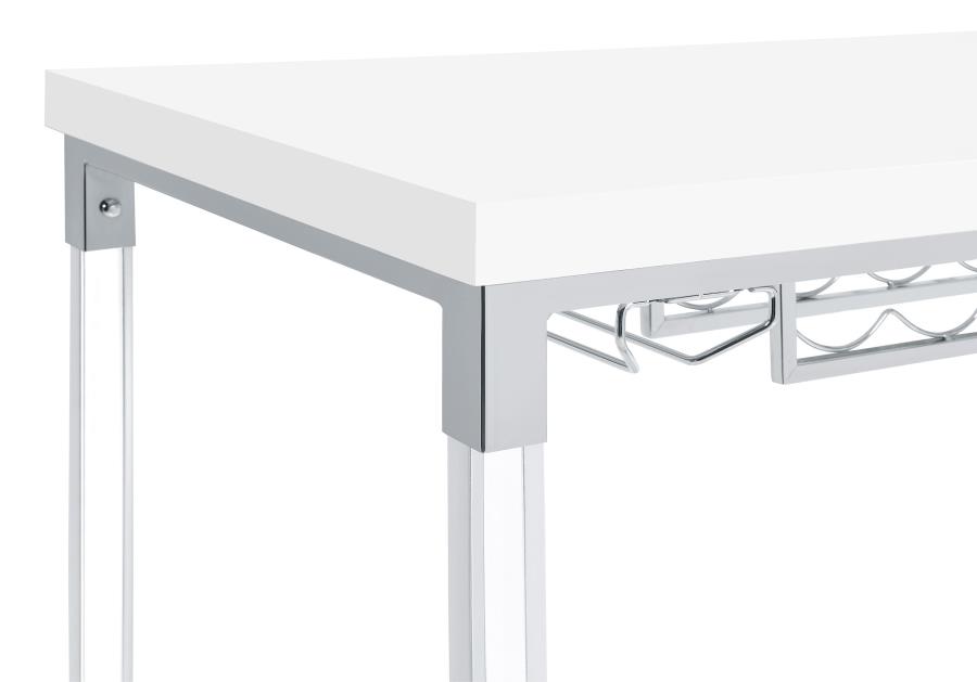 (image for) Norcrest 47-inch Acrylic Leg Bar Table White High Gloss