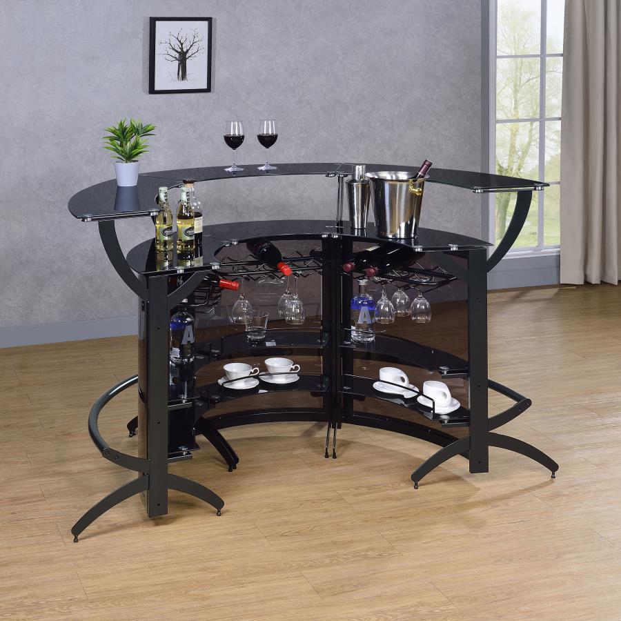 (image for) Dallas 3-piece Curved Freestanding Home Bar Cabinet Black