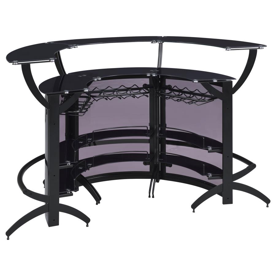 (image for) Dallas 3-piece Curved Freestanding Home Bar Cabinet Black