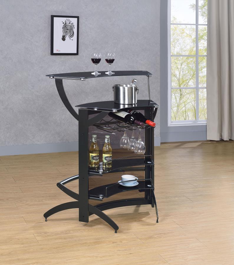 (image for) Dallas 2-shelf Curved Freestanding Home Bar Cabinet Black