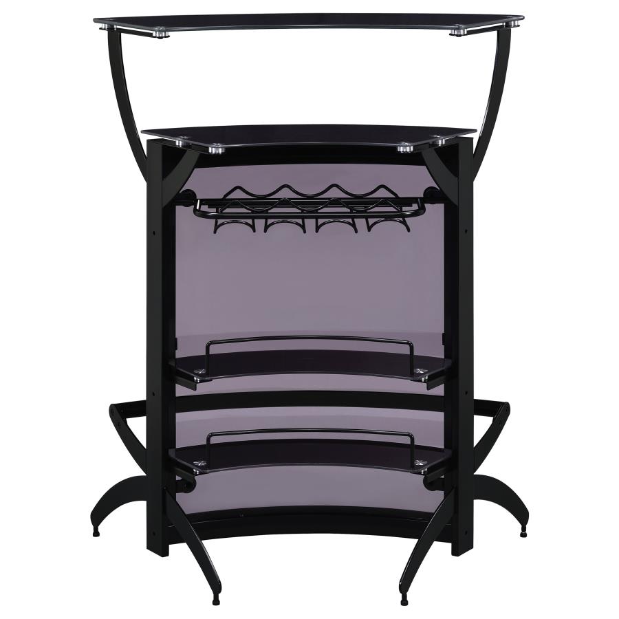 (image for) Dallas 2-shelf Curved Freestanding Home Bar Cabinet Black