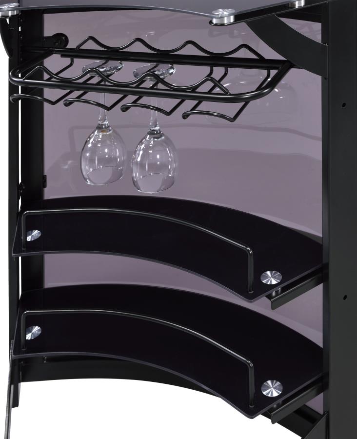 (image for) Dallas 2-shelf Curved Freestanding Home Bar Cabinet Black