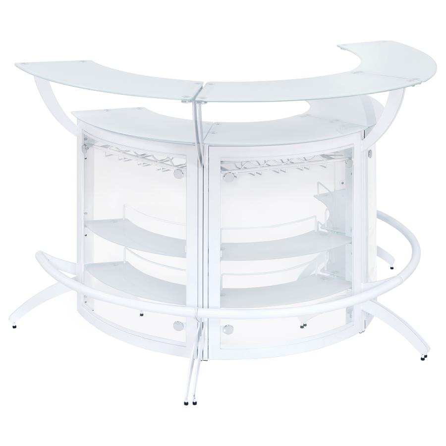 (image for) Dallas 3-piece Curved Freestanding Home Bar Cabinet White - Click Image to Close