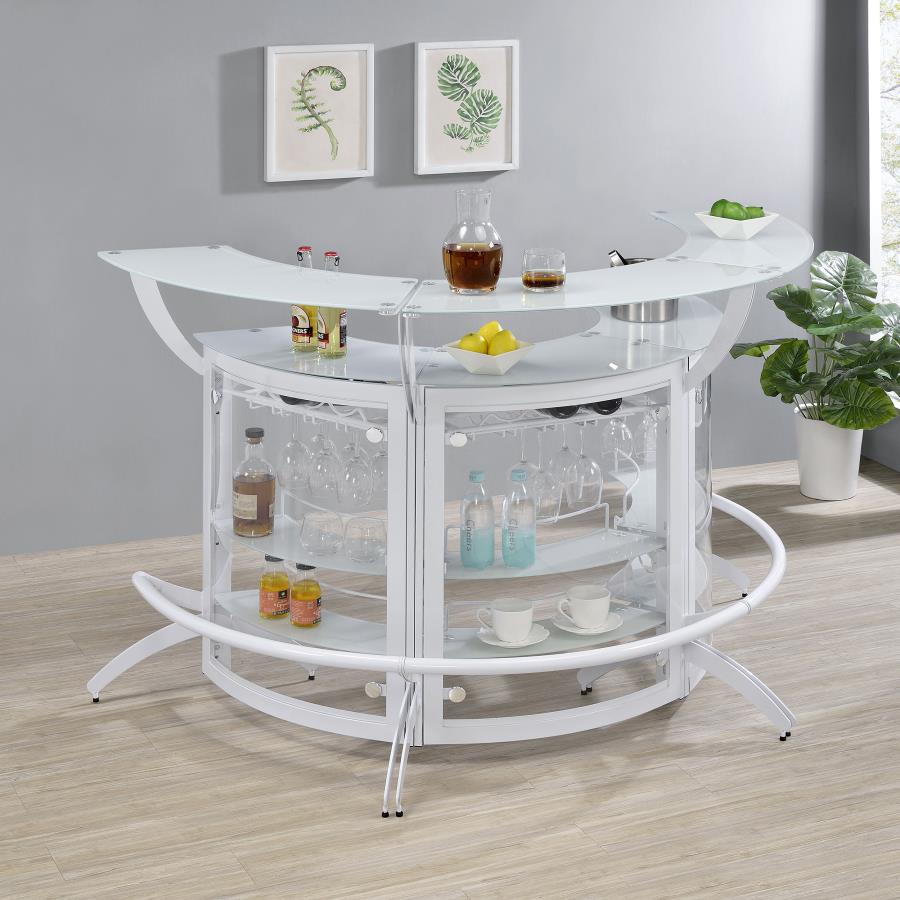 (image for) Dallas 3-piece Curved Freestanding Home Bar Cabinet White