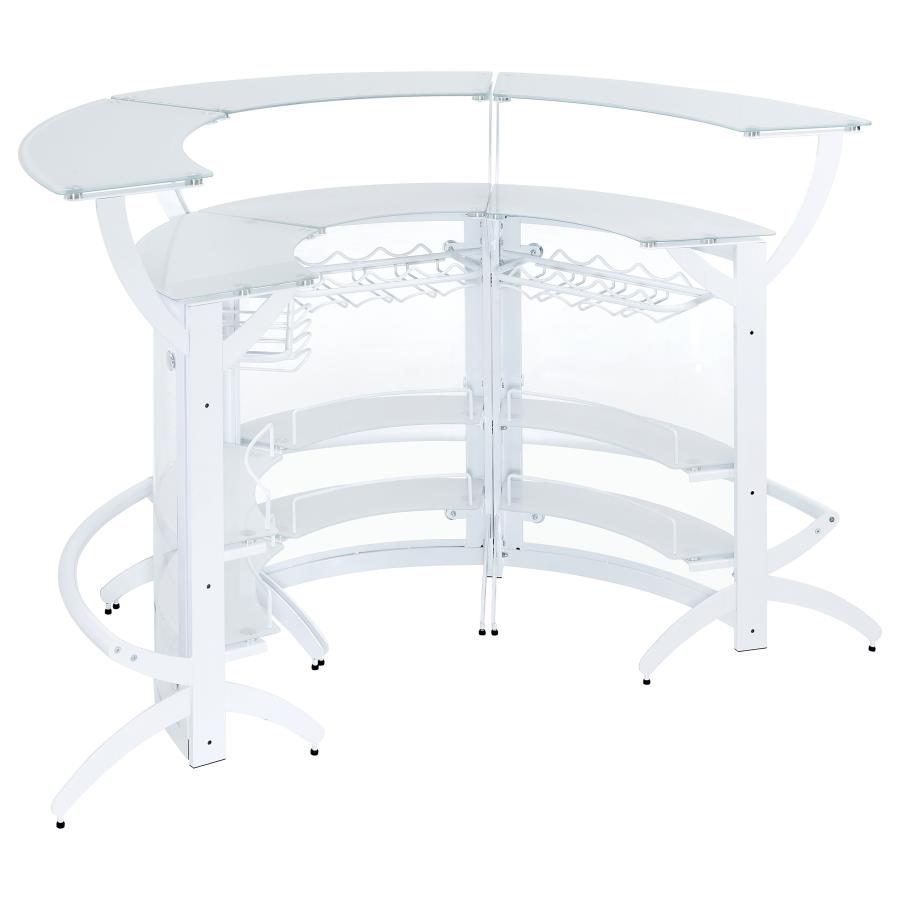 (image for) Dallas 3-piece Curved Freestanding Home Bar Cabinet White