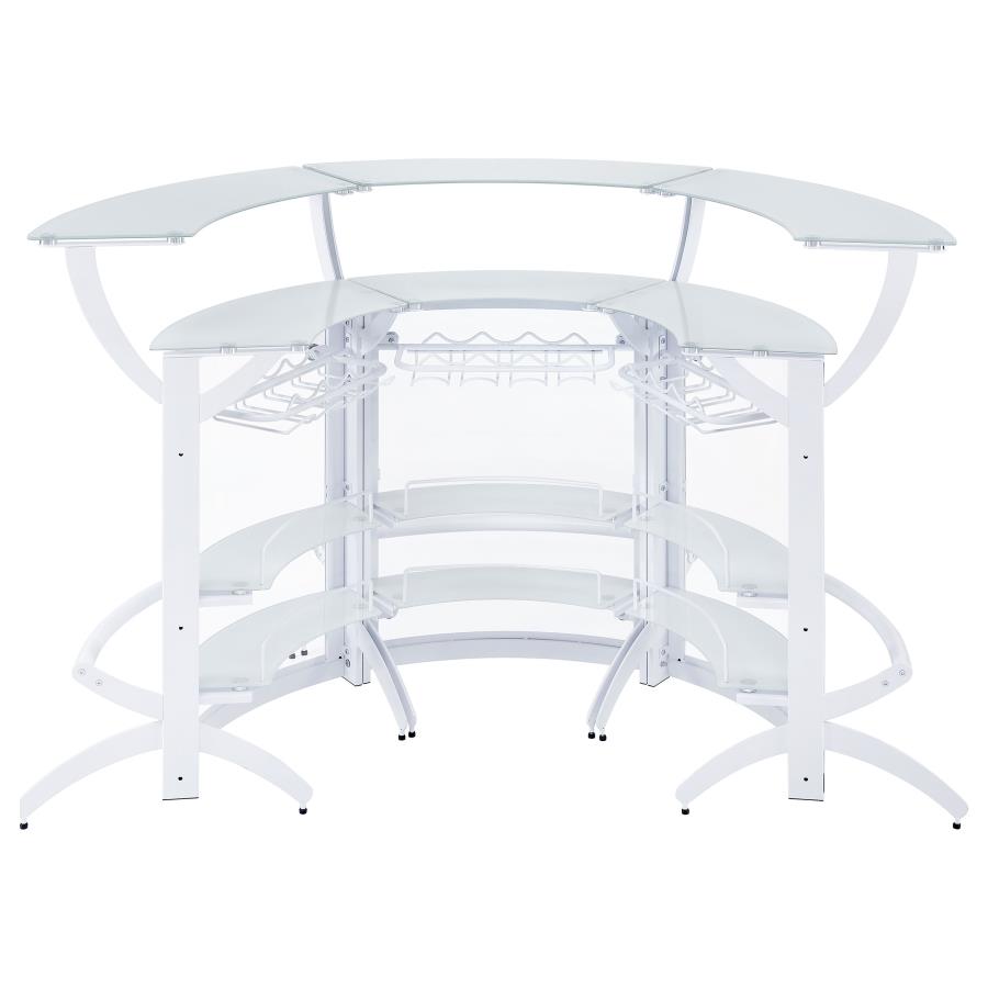 (image for) Dallas 3-piece Curved Freestanding Home Bar Cabinet White