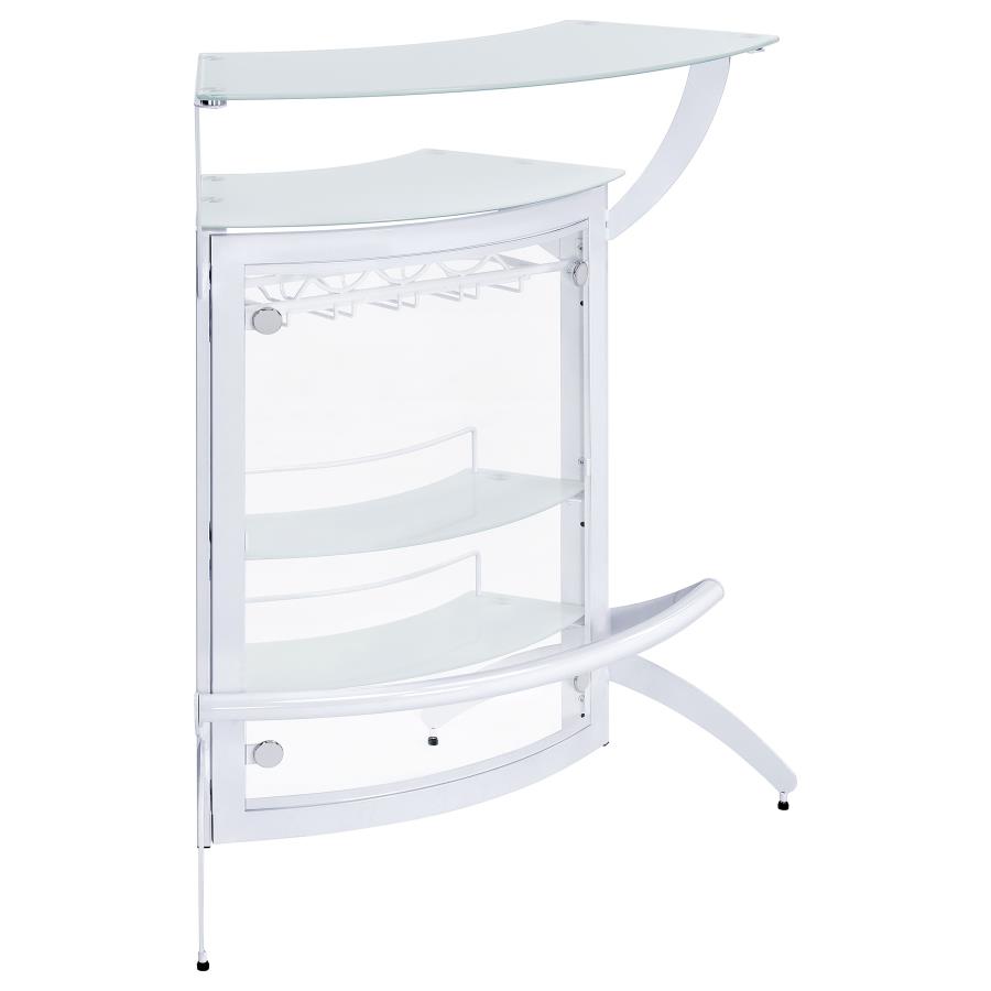 (image for) Dallas 2-shelf Curved Freestanding Home Bar Cabinet White