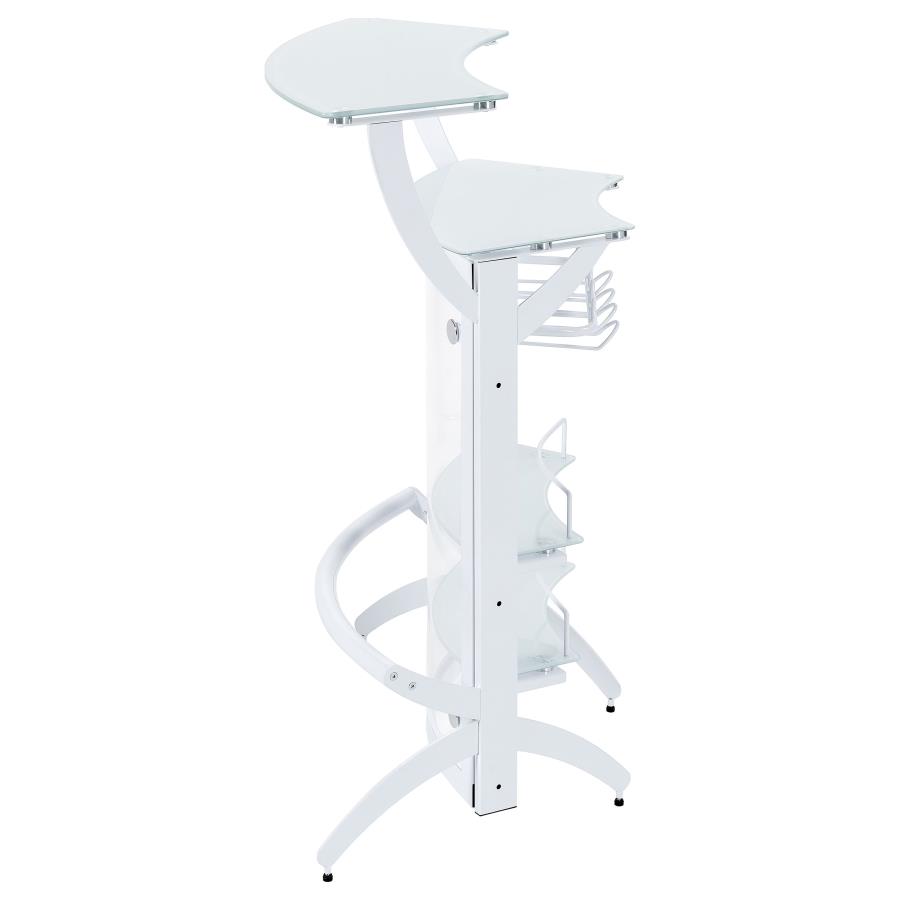 (image for) Dallas 2-shelf Curved Freestanding Home Bar Cabinet White