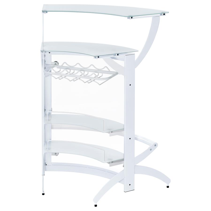 (image for) Dallas 2-shelf Curved Freestanding Home Bar Cabinet White