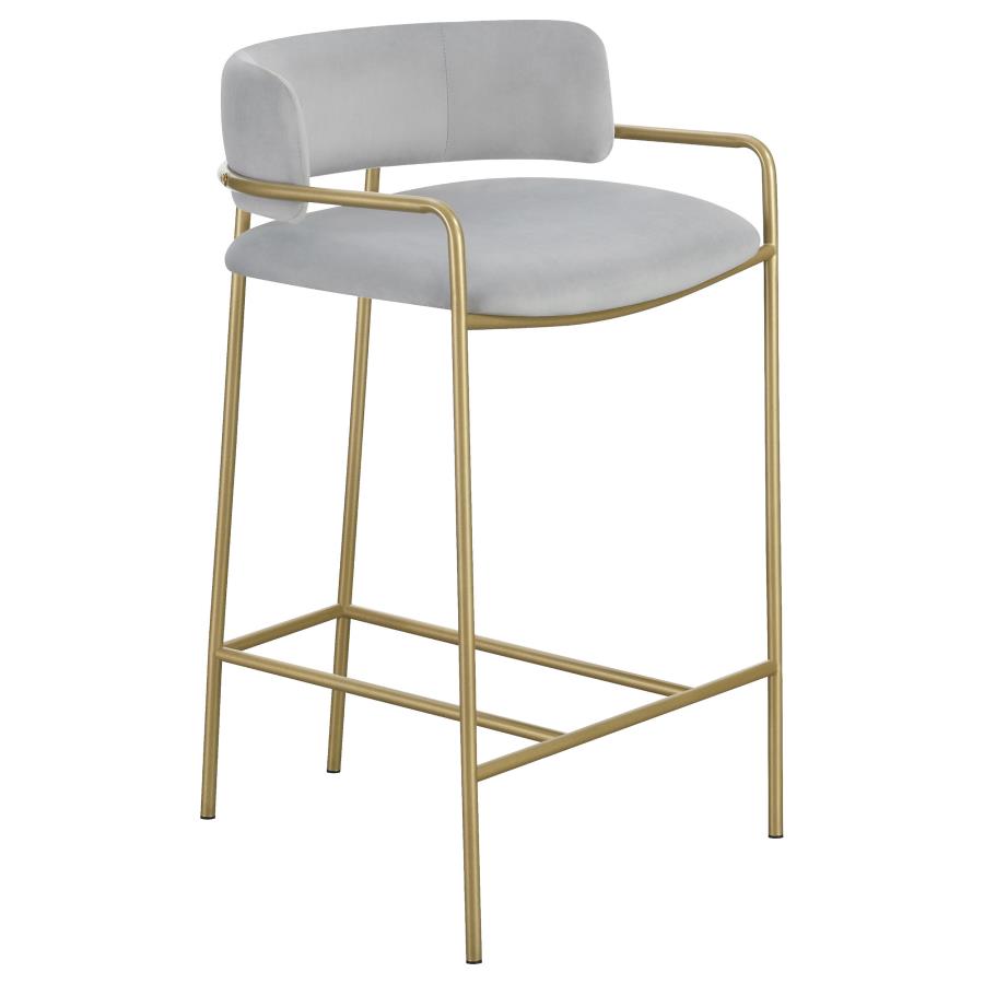 (image for) Comstock Upholstered Low Back Stool Grey and Gold - Click Image to Close