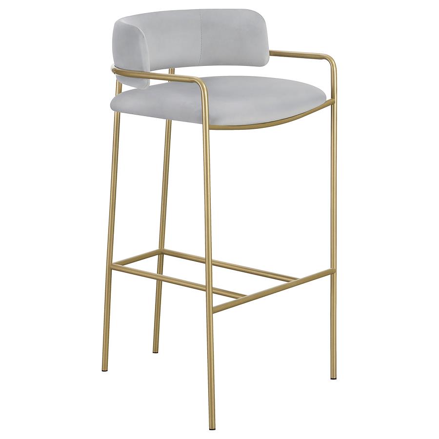 (image for) Comstock Upholstered Low Back Stool Grey and Gold - Click Image to Close