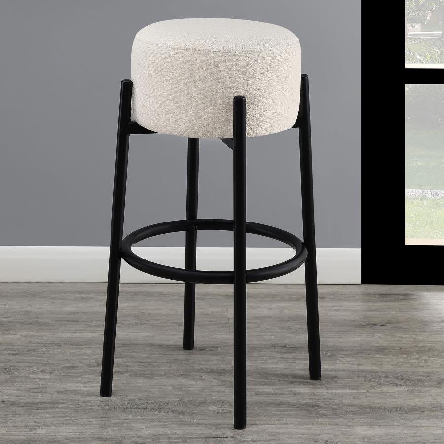 (image for) Leonard Upholstered Backless Bar Stool White (Set of 2)