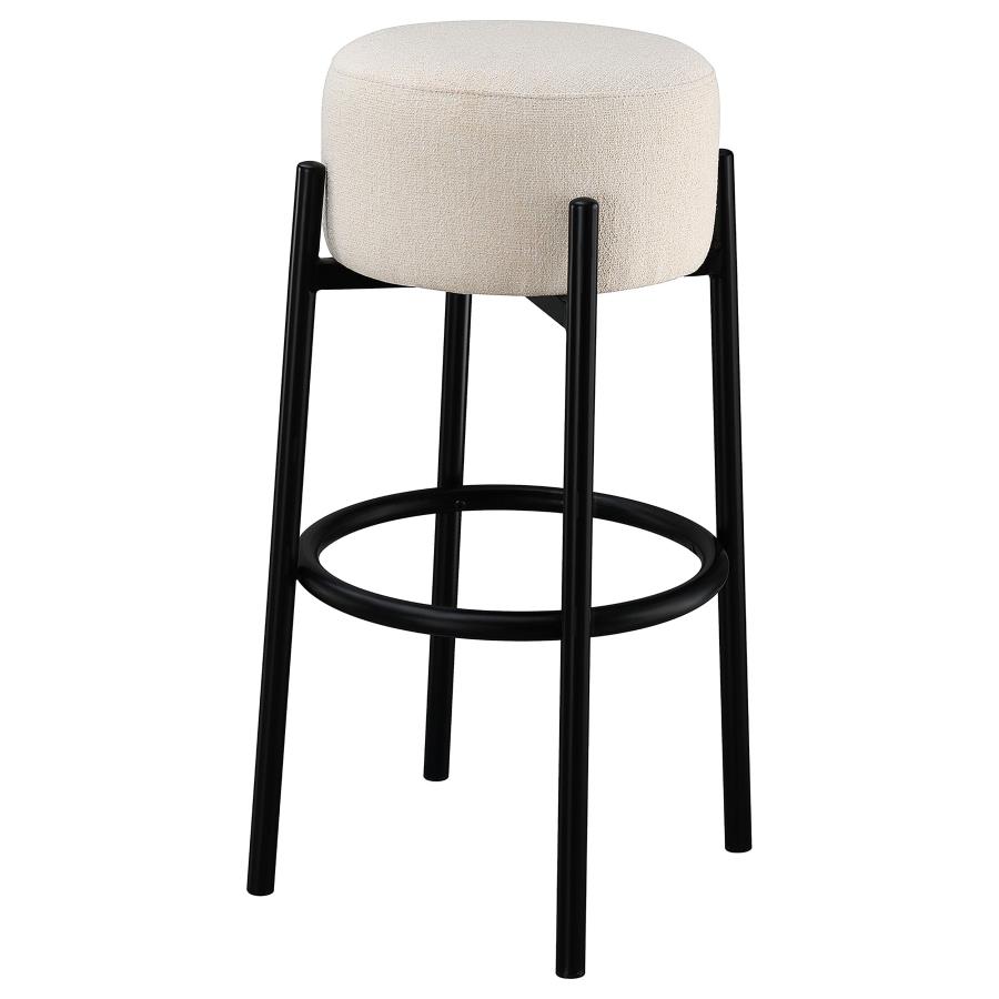 (image for) Leonard Upholstered Backless Bar Stool White (Set of 2)