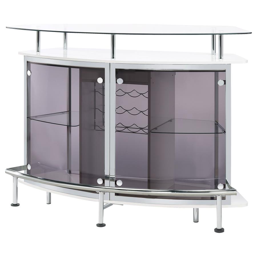 (image for) Gideon Curved Glass Top Home Bar Cabinet White High Gloss