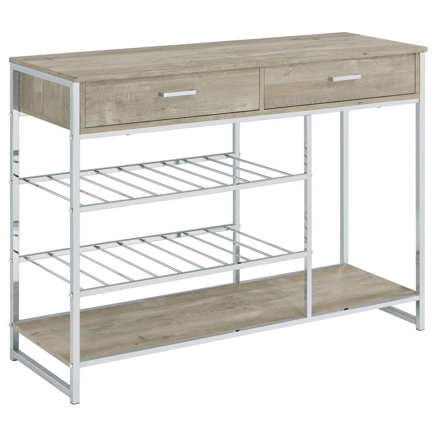 (image for) Melrose 2-drawer Home Bar Storage with Wine Rack Grey - Click Image to Close