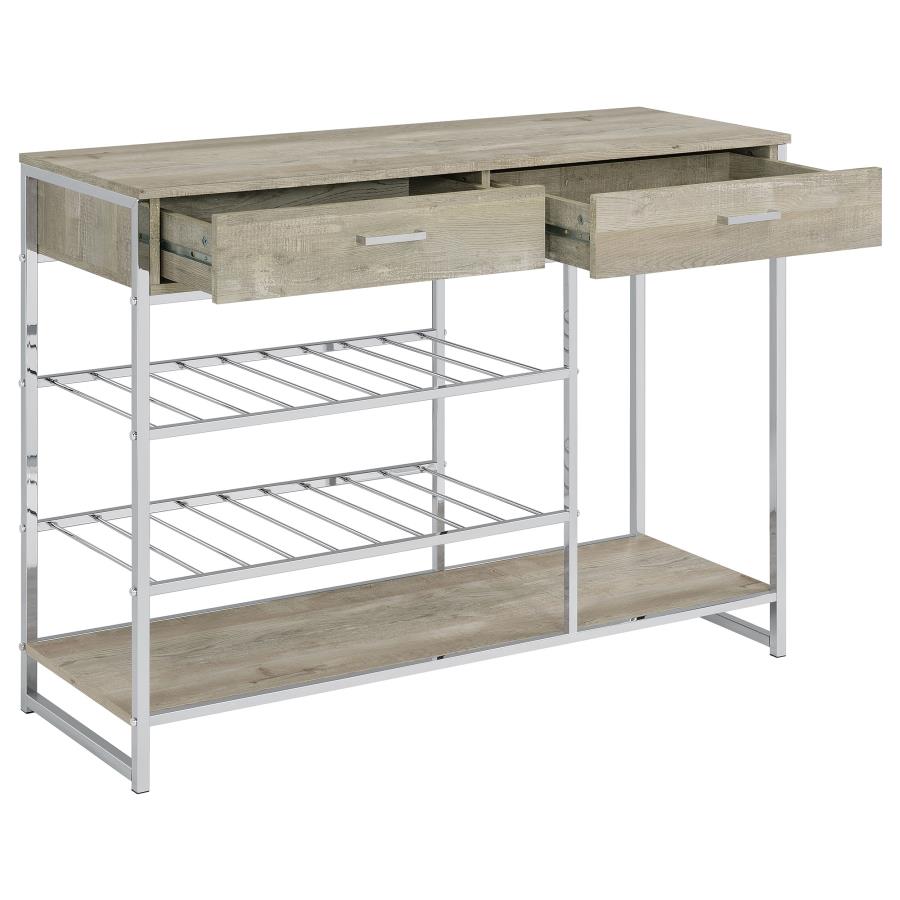 (image for) Melrose 2-drawer Home Bar Storage with Wine Rack Grey