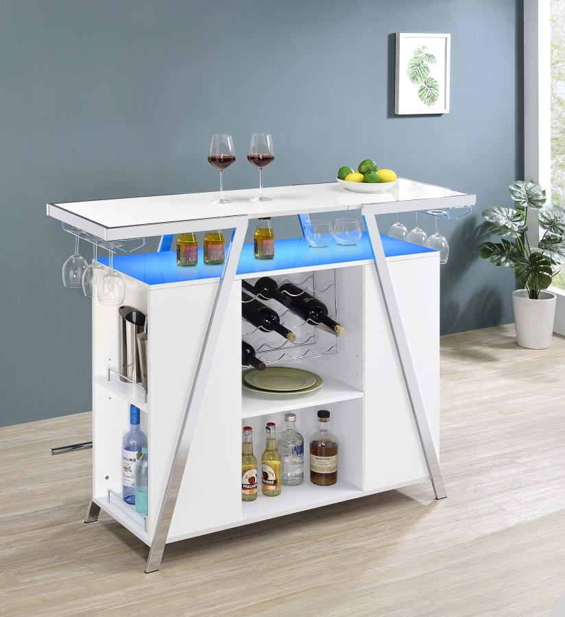 (image for) Araceli Freestanding LED Home Bar Cabinet White High Gloss