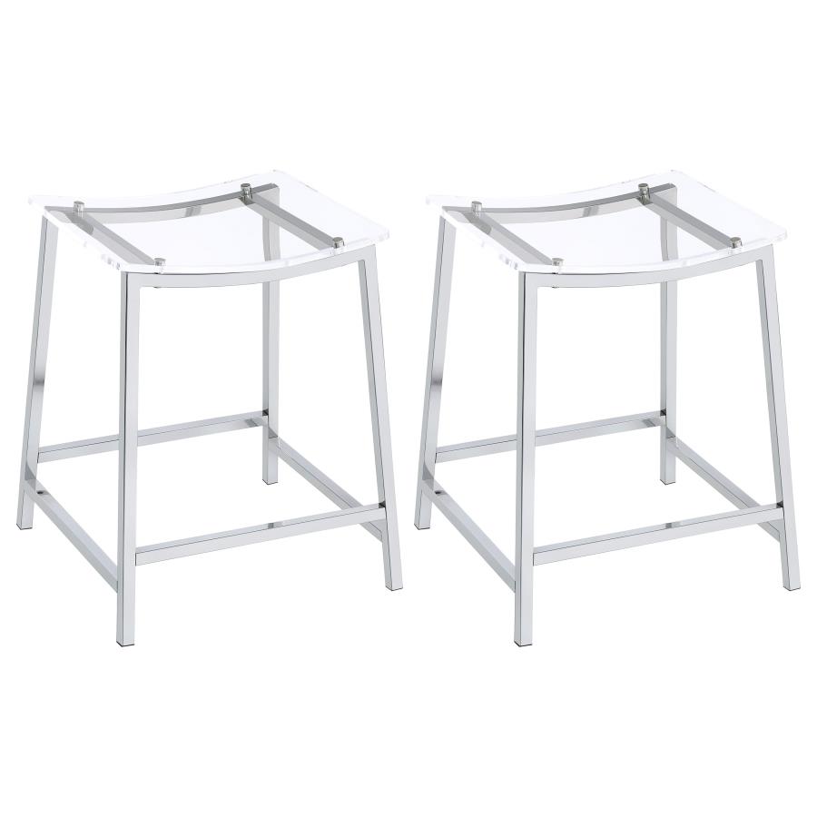 (image for) Jovani Acrylic Backless Counter Stool Chrome (Set of 2) - Click Image to Close