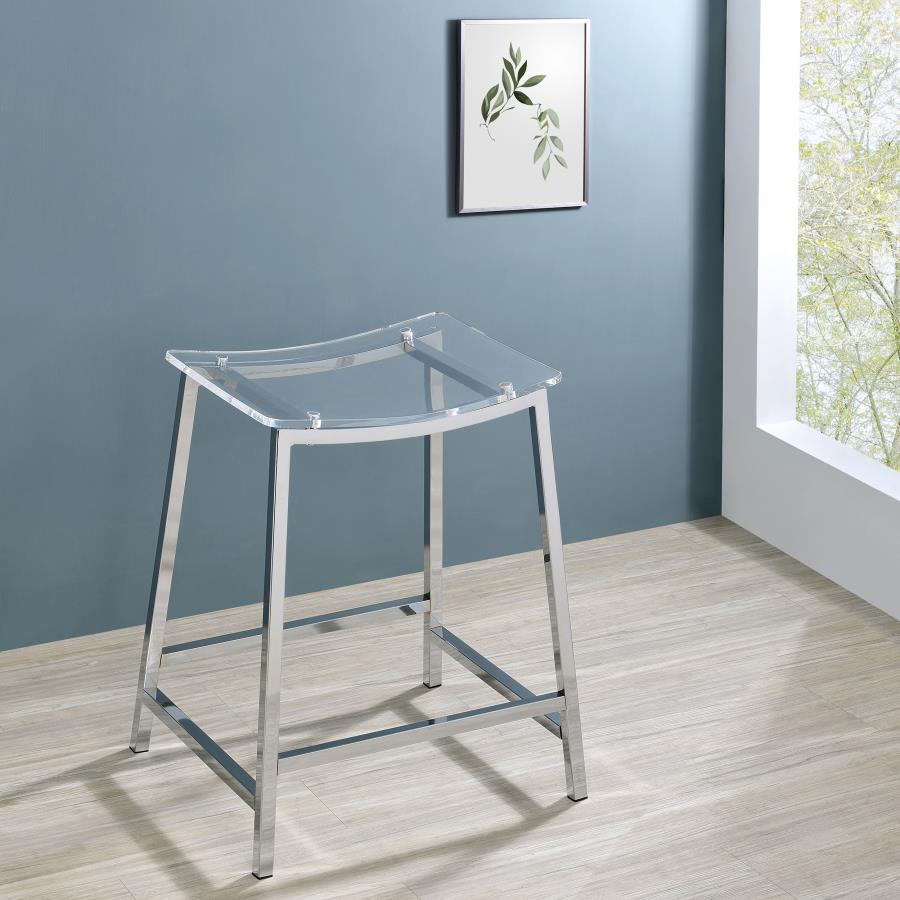 (image for) Jovani Acrylic Backless Counter Stool Chrome (Set of 2)