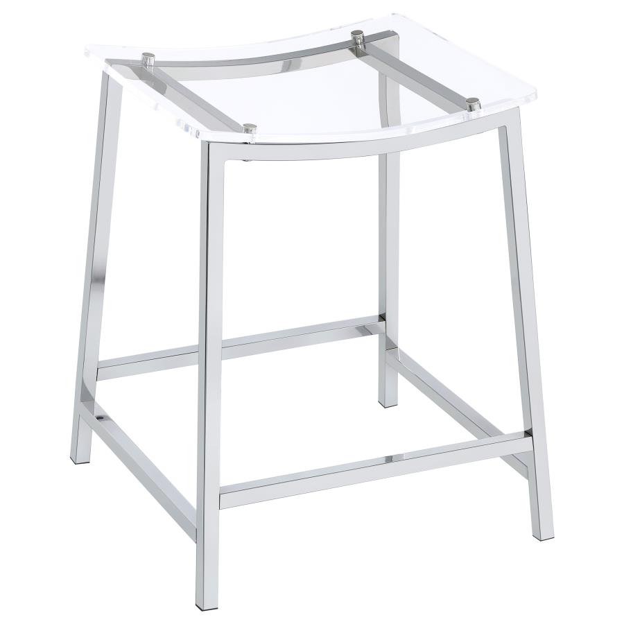 (image for) Jovani Acrylic Backless Counter Stool Chrome (Set of 2)