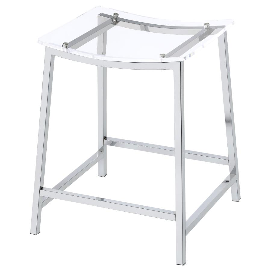 (image for) Jovani Acrylic Backless Counter Stool Chrome (Set of 2)