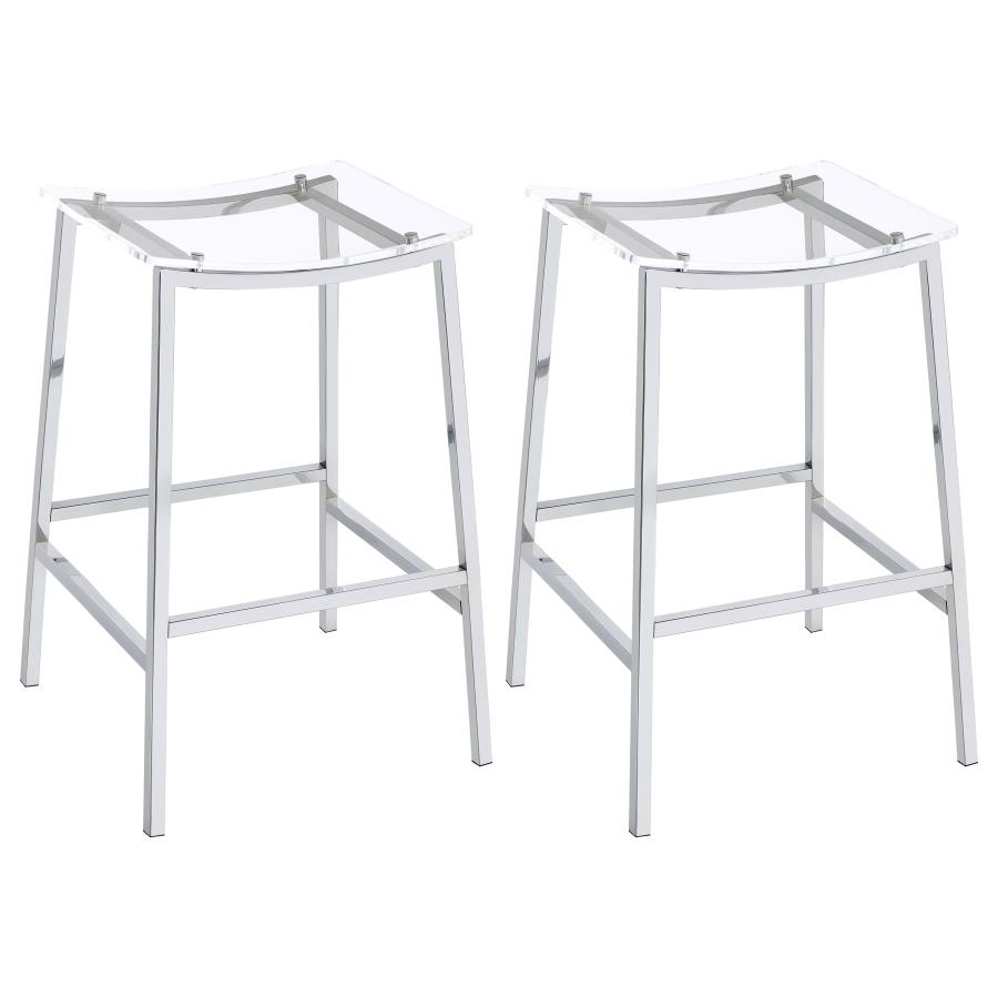 (image for) Jovani Acrylic Backless Bar Stool Chrome (Set of 2) - Click Image to Close