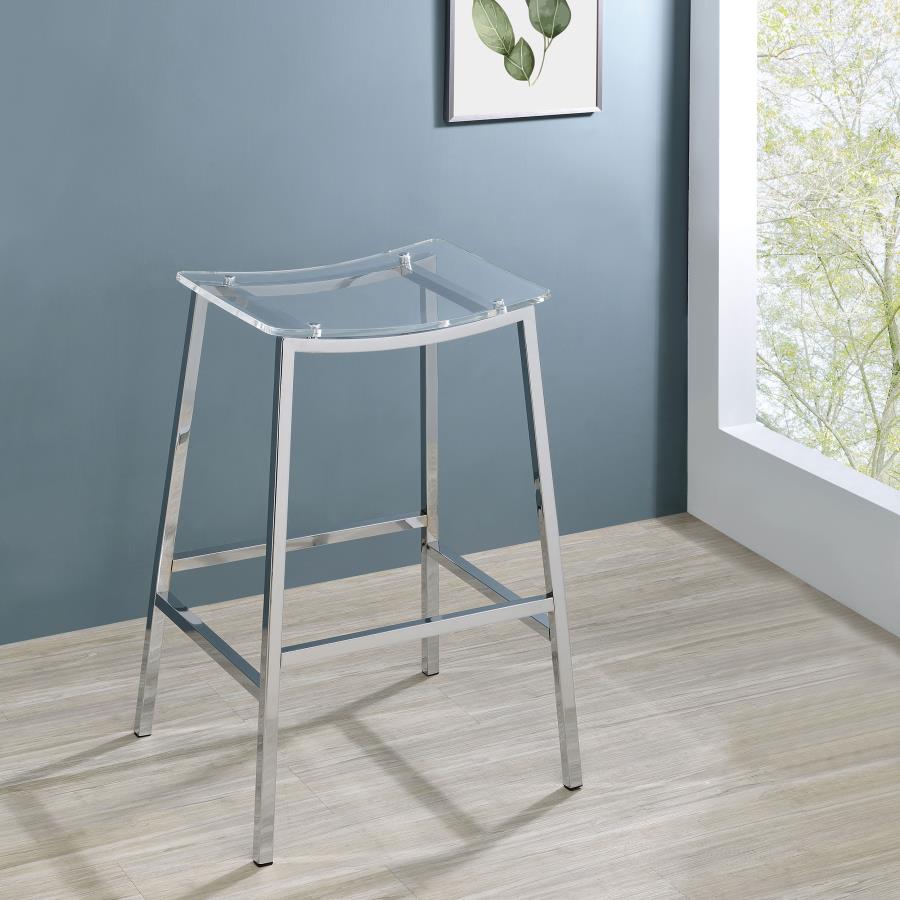 (image for) Jovani Acrylic Backless Bar Stool Chrome (Set of 2)