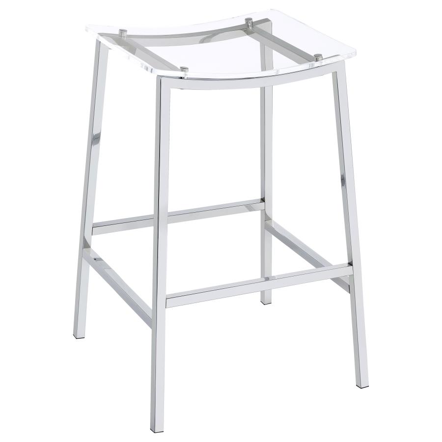 (image for) Jovani Acrylic Backless Bar Stool Chrome (Set of 2)