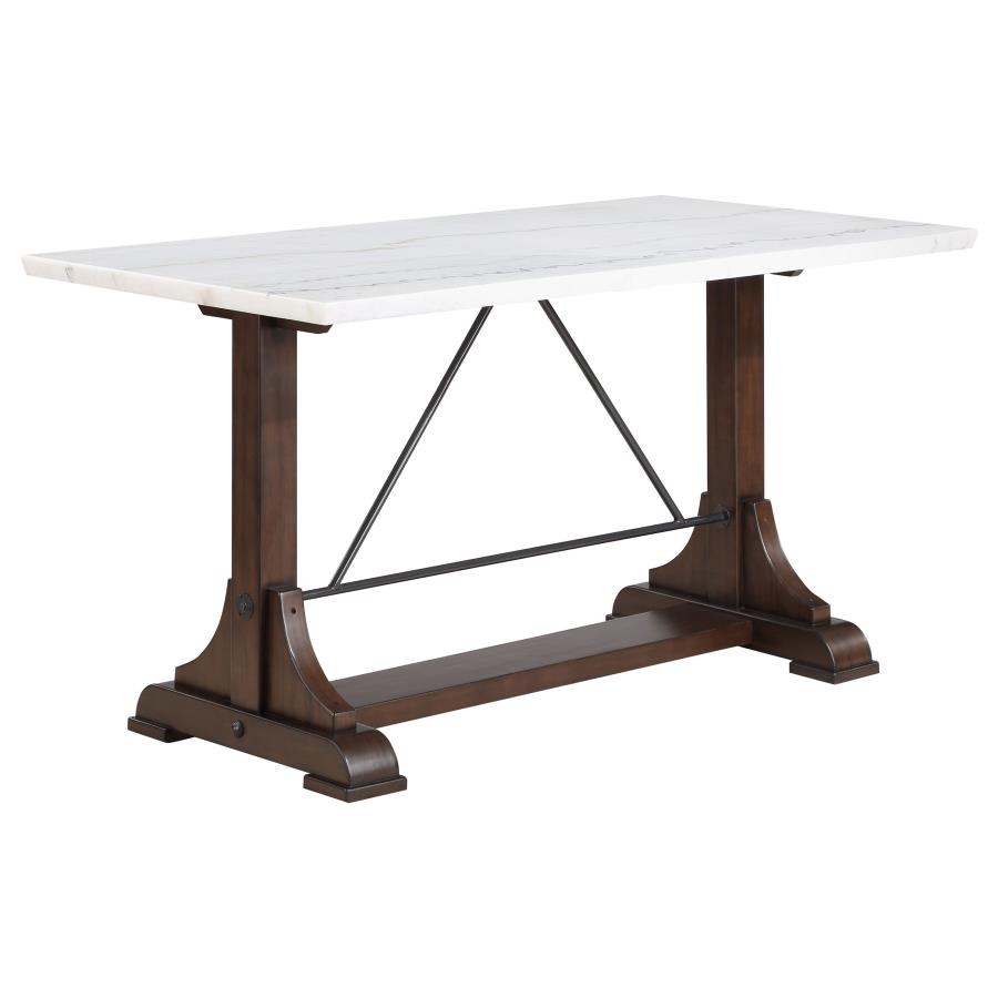 (image for) Aldrich 66-inch Marble Top Counter Height Dining Table White - Click Image to Close