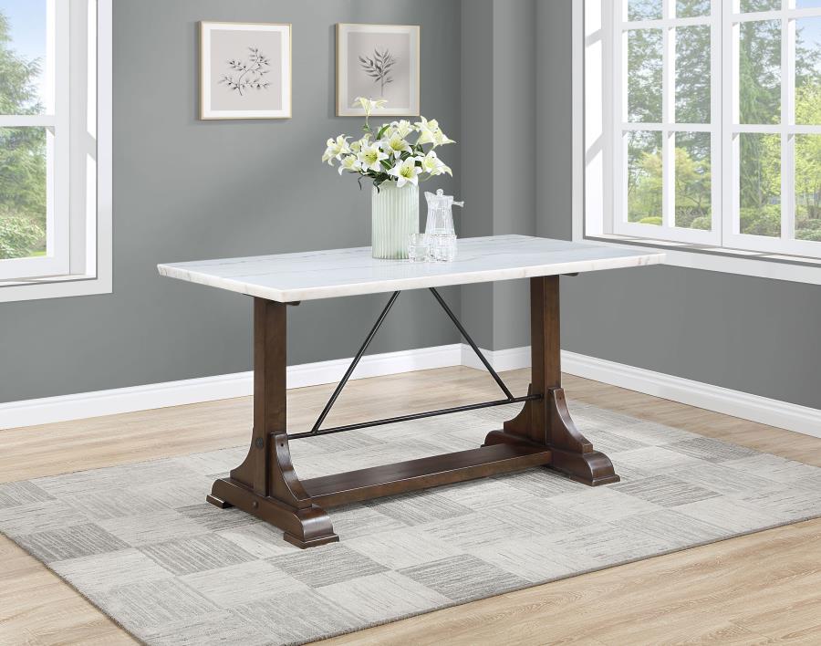 (image for) Aldrich 66-inch Marble Top Counter Height Dining Table White