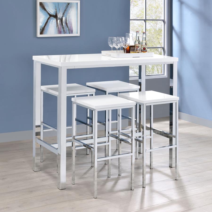 (image for) Natividad 5-piece Pub Height Bar Table Set White High Gloss