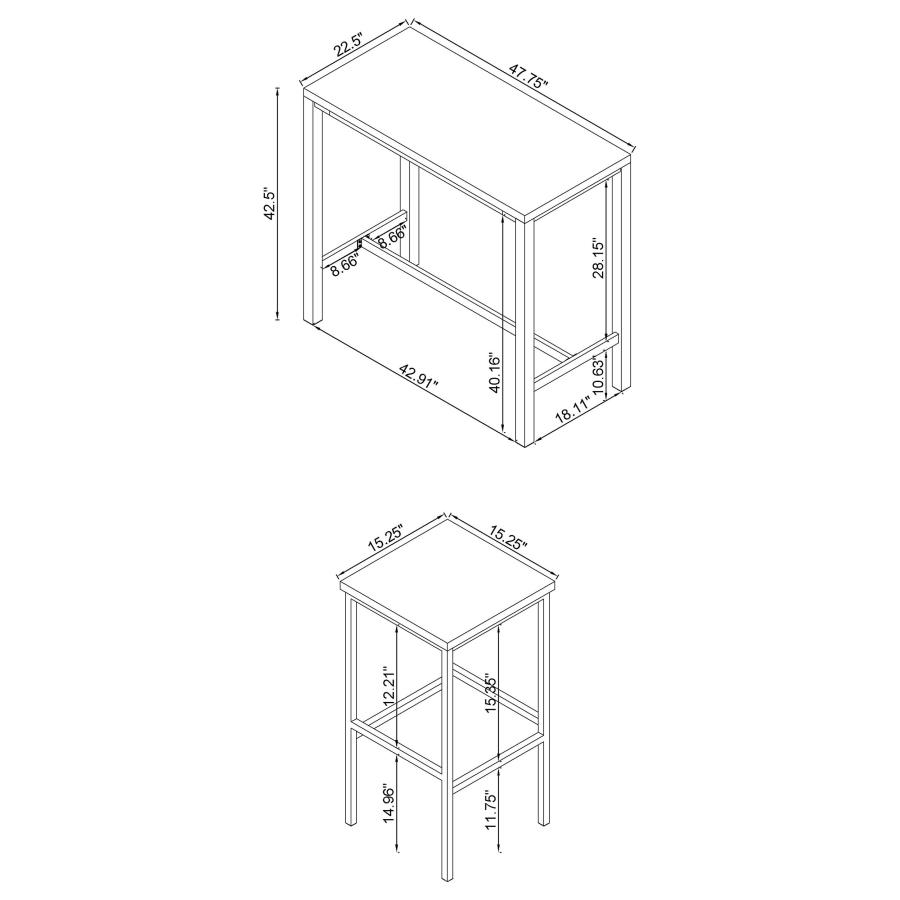 (image for) Natividad 5-piece Pub Height Bar Table Set White High Gloss