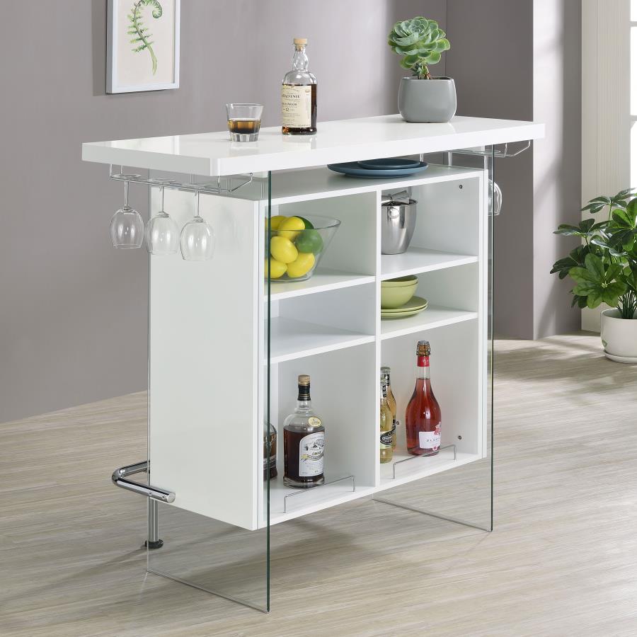 (image for) Acosta Freestanding Home Bar Wine Cabinet White High Gloss