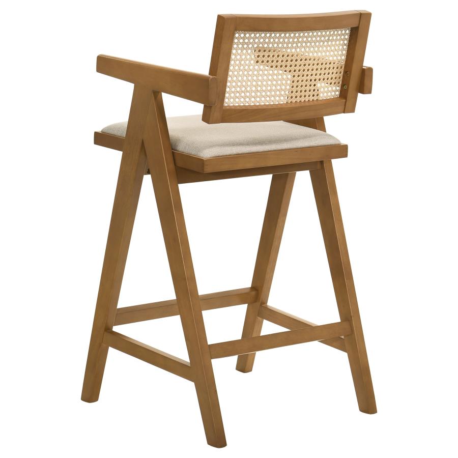 (image for) Kane Woven Rattan Wood Bar Chair Light Walnut (Set of 2)