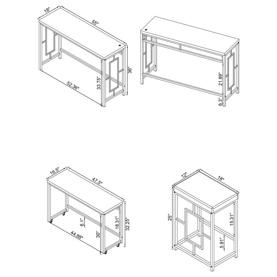 (image for) Jackson 4-piece Multipurpose Counter Height Table Set White