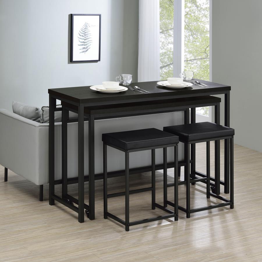 (image for) Hawes 4-piece Multipurpose Counter Height Table Set Black - Click Image to Close