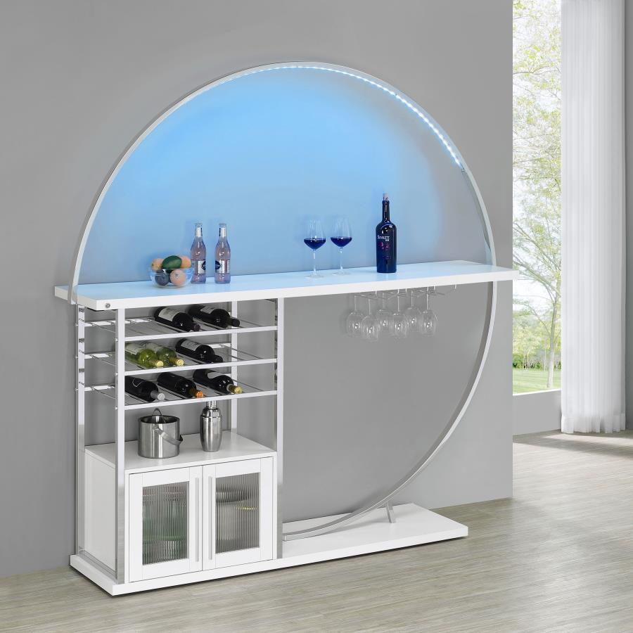 (image for) Risley 2-door Circular LED Home Bar Cabinet White High Gloss