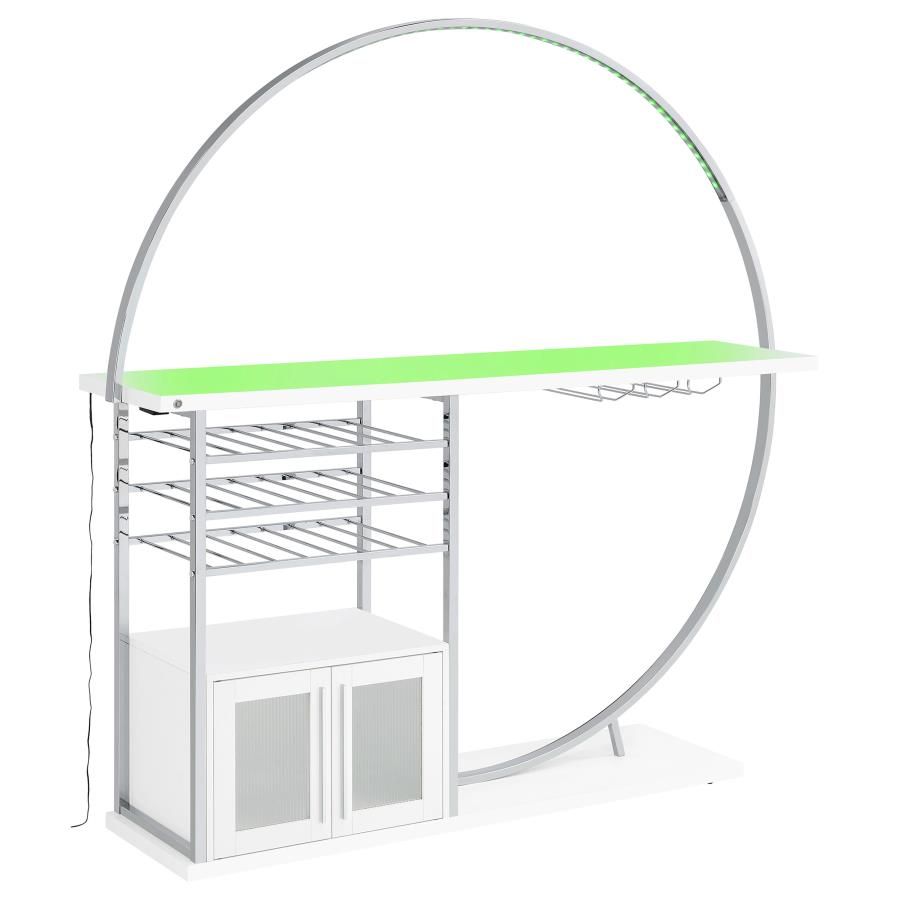 (image for) Risley 2-door Circular LED Home Bar Cabinet White High Gloss