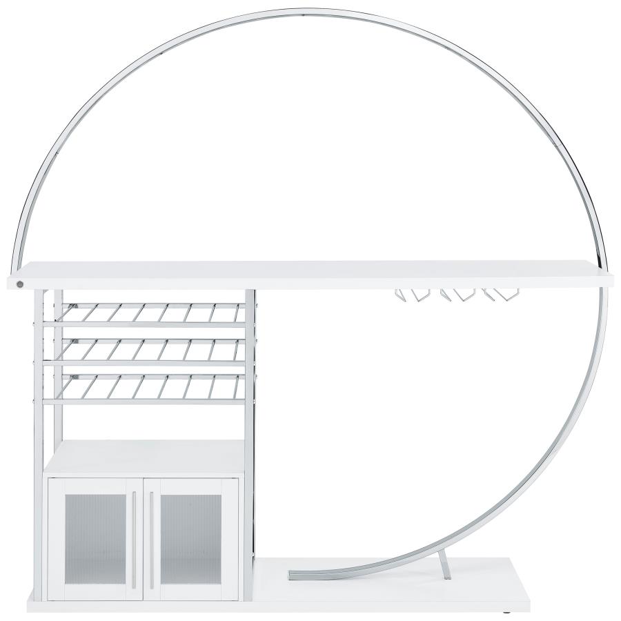 (image for) Risley 2-door Circular LED Home Bar Cabinet White High Gloss