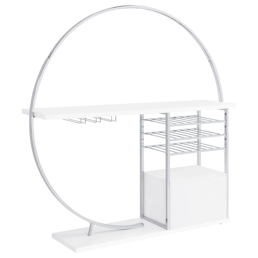 (image for) Risley 2-door Circular LED Home Bar Cabinet White High Gloss