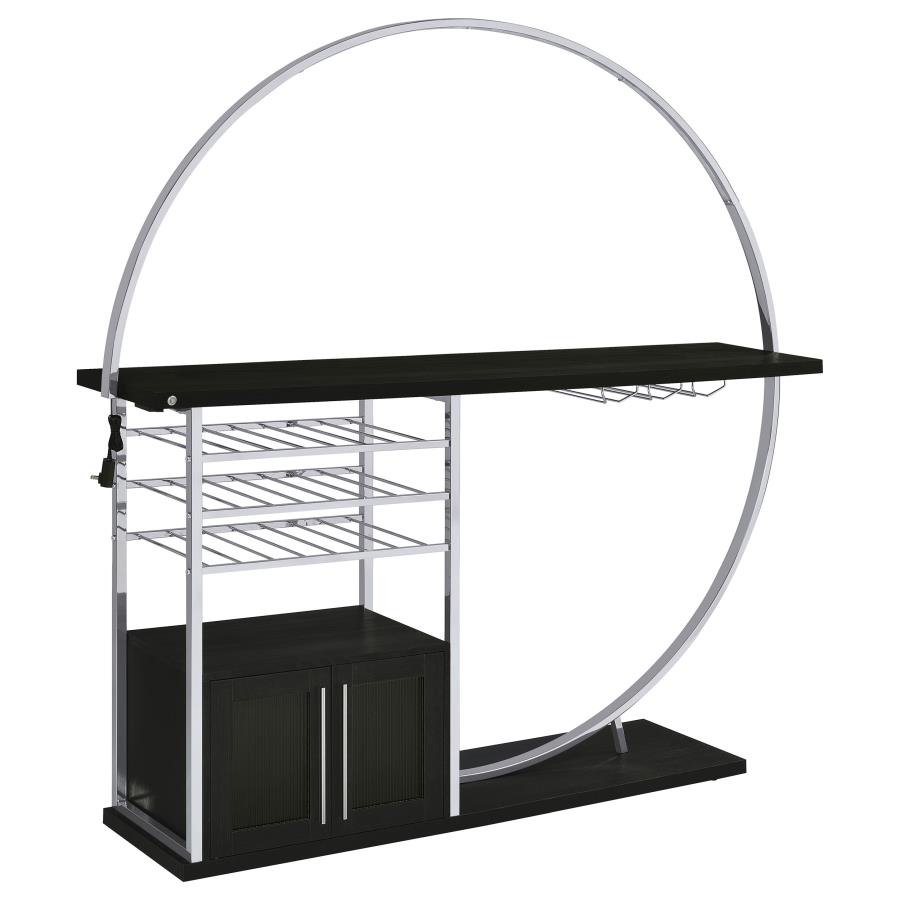 (image for) Risley 2-door Circular LED Home Bar Cabinet Dark Charcoal - Click Image to Close