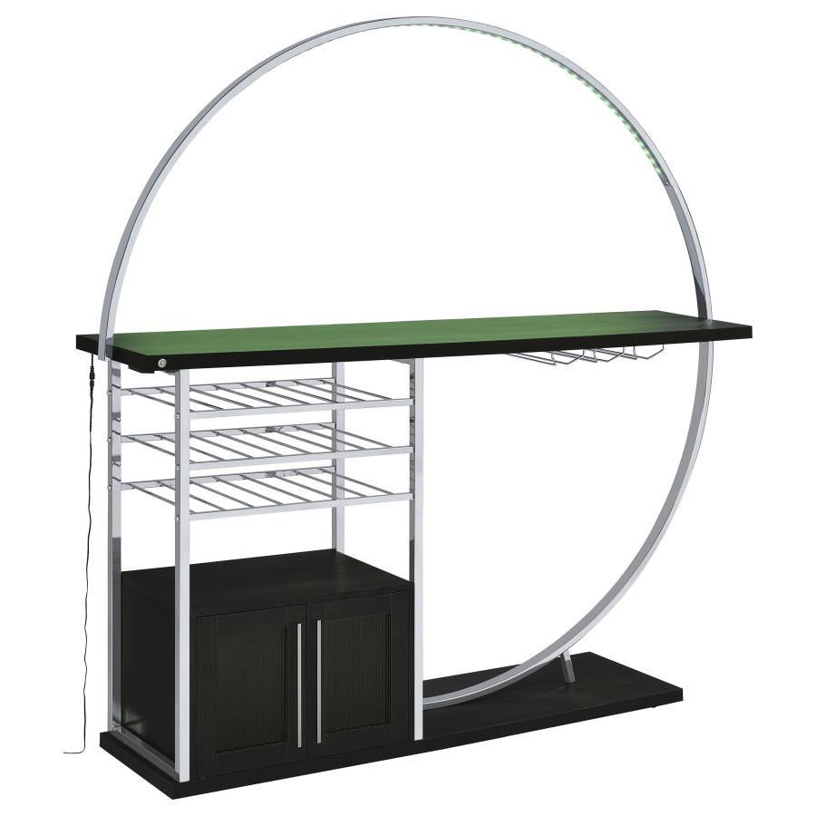 (image for) Risley 2-door Circular LED Home Bar Cabinet Dark Charcoal