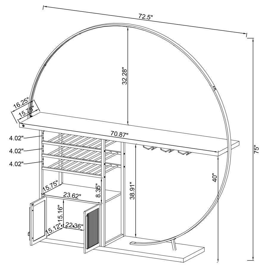 (image for) Risley 2-door Circular LED Home Bar Cabinet Dark Charcoal