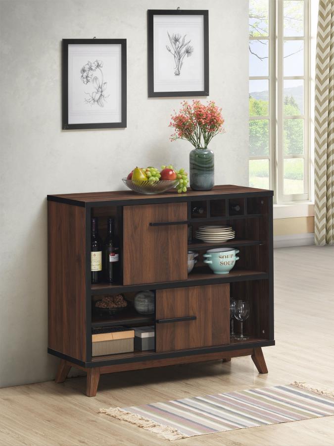 (image for) Ezekiel 2-door Home Bar Wine Storage Cabinet Walnut