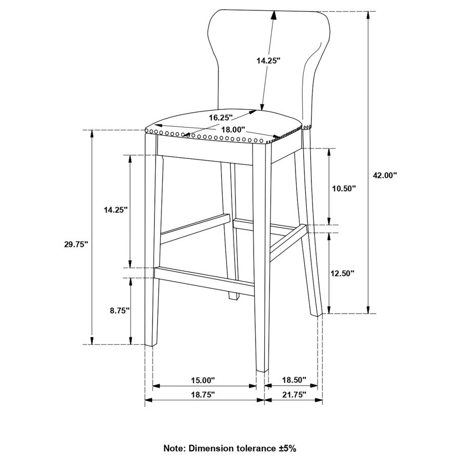 (image for) Rolando Fabric Upholstered Bar Chair Grey (Set of 2)