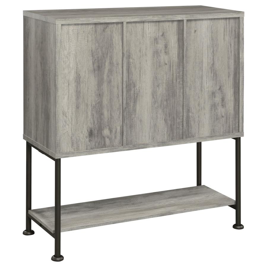 (image for) Claremont Sliding Door Home Bar Wine Cabinet Grey Driftwood