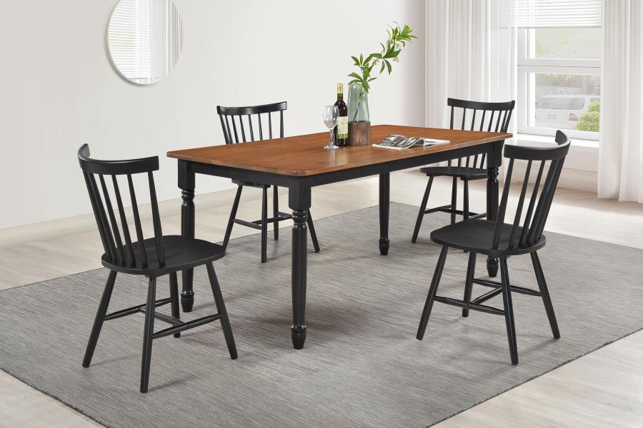 (image for) Hollyoak 5-piece Rectangular Dining Set Walnut and Black - Click Image to Close