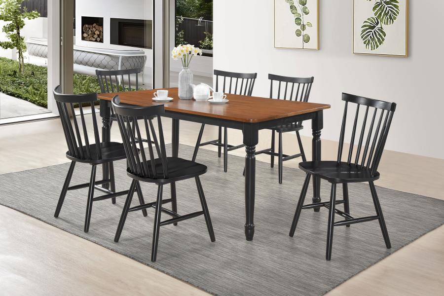 (image for) Hollyoak 7-piece Rectangular Dining Set Walnut and Black